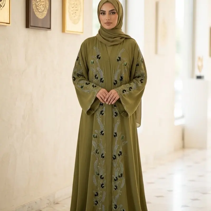 Women’s Modest Dubai Abaya, Breathable Full-Length Islamic Prayer Robe for Daily Wear