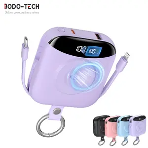 Bodo-Tech 3-in-1 Power Bank 10000mAh Built-in USB-C Lightning Cable Wireless Charger for Apple Watch iWatch LED Display Portable Fast Charge fathersdaygift