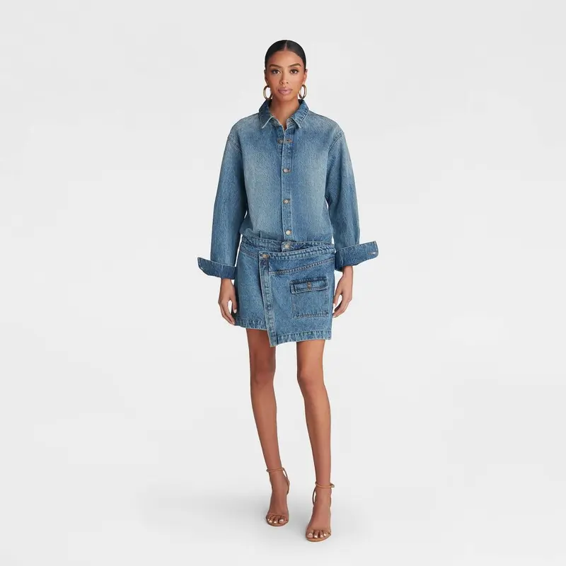 white christmas dresses Denim Pleated Shirtdress | Sustainable Womenswear