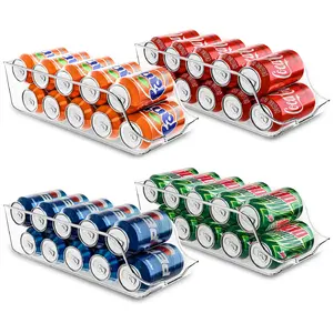 4Pcs Kitchen Clear Soda Can Organizer - Fridge Organizer Bins - Organizer For Fridge or Countertop Multipurpose Refrigerator drink dispenser Boxes 11