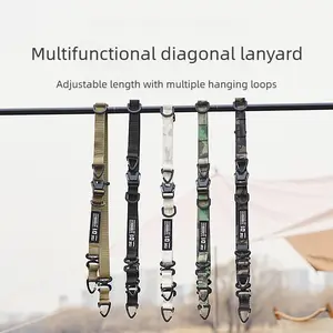 Outdoor multifunctional diagonal lanyard with adjustable length and expandable shoulder crossbody backpack with camping lanyard