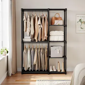 Clothes Rack with Shelves and Hanging Rod, 43"/48"/74"/80" Freestanding Garment Rack Closet Organizer with Shoe Storage for Bedroom Laundry Room