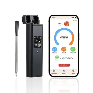 Barbecue wireless meat thermometer - remote probe, dual sensors, independent display base, perfect for grilling, ovens, smokers, digital cooking probes - single needle box 100 pieces/box