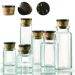 Mini Glass Jar with Cork Stopper, 12pcs/6 Counts Clear Glass Bottle, Reusable Glass Bottles, Decorative Glass Jar, Portable Storage Jar for Crafts, Projects, Decoration, Party Favors, Glass Spice Jars, Seasoning Containers
