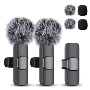 Wireless Lavalier Microphone, USB Rechargeable Wireless Microphone, Noise Reduction Microphone for Video Recording Interview Podcast Vlog, Audio, Lapel Microphone, Clip Microphone, Microphone Set