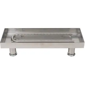 Dagan UBPS-30 Stainless Steel Burner Pan with U-Straight Burner, 2" Deep Metal Fireplace Accessory, Fully Assembled for Natural Gas