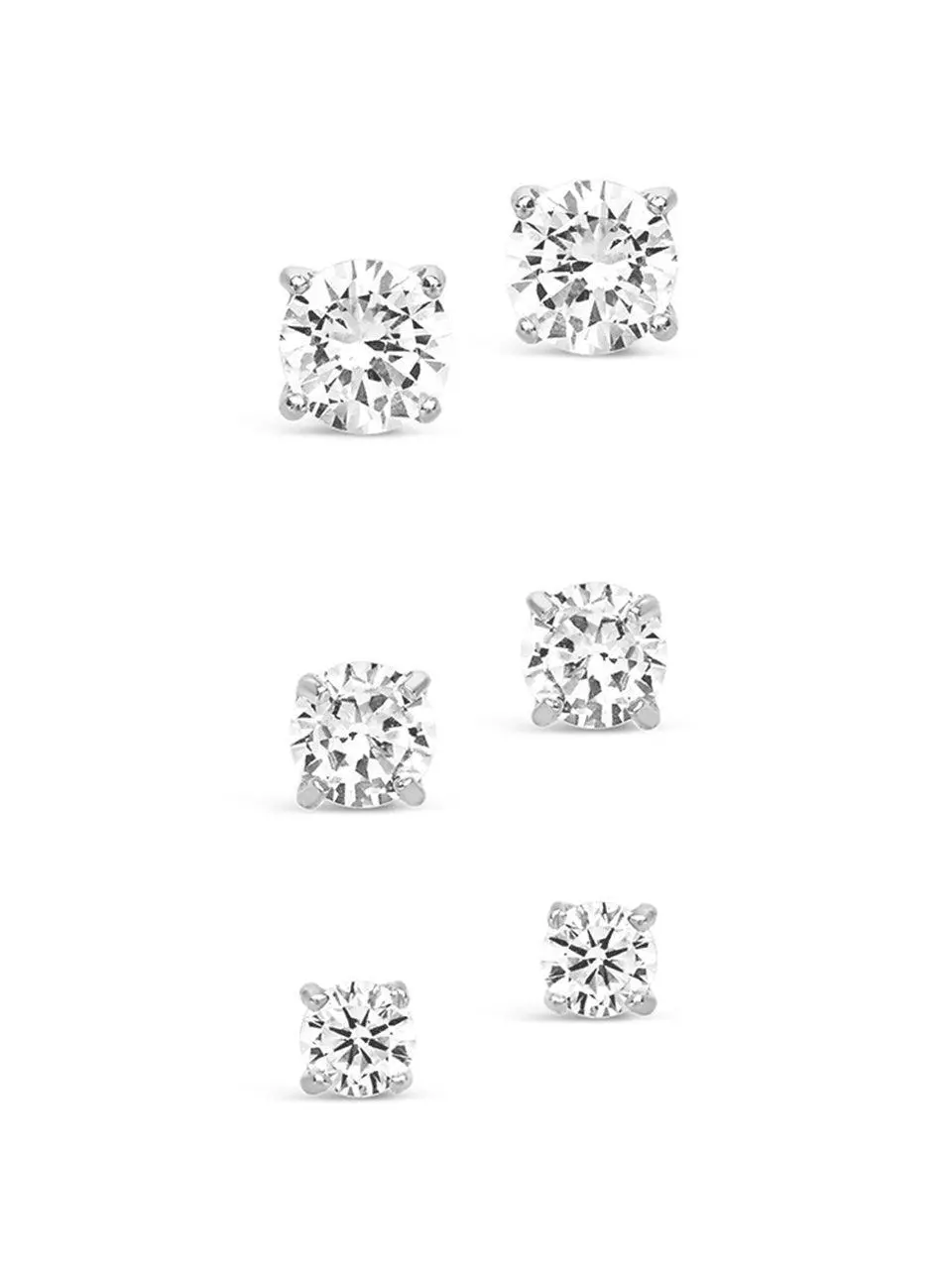 Sterling Silver CZ Stud Earring Set Sterling Silver CZ Stud Earring Set