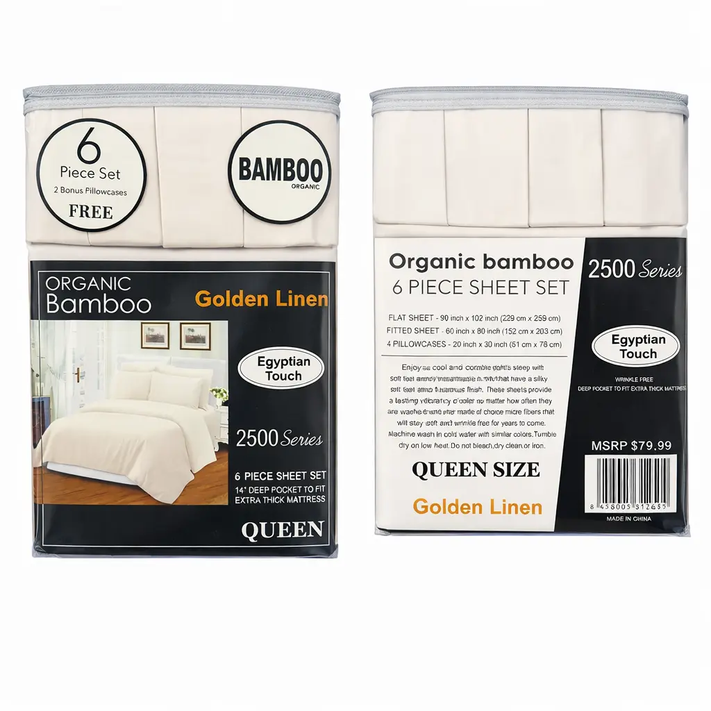 6Pc organic bamboo sheet set