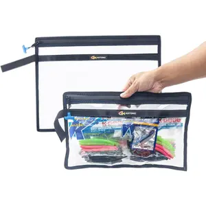 2 Layer Water-resistant Fishing Bait PVC Clear Storage Bag BaitShield Tackle Bag Storage for Bait Tackle Lures Soft Plastics and Fishing Gear Large Capacity 2 Size (1Pc Medium+1Pc Large)