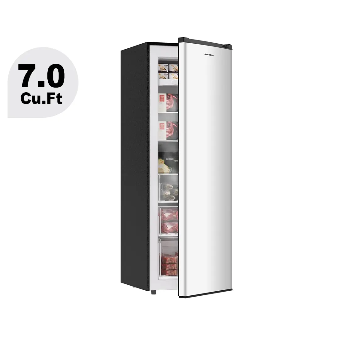 BANGSON 7.0 Cu.ft Single-Door Upright Freezer Cooler - Household Large Home Appliance, Reversible Door, 3-Level Temp Control, Energy-Efficient Quiet Unit, Insulated Compartments, Low-Temperature Home Refrigerator for Kitchen Family Size Fridge-Freezers ti