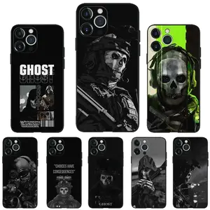C- COD "Call of Duty: Ghosts" Themed Phone Case — Compatible with iPhone 17, 16, 15, 14, 13, 12, 11 Pro Max & Plus Series; Silicone/TPU Material; Black Protective Cover