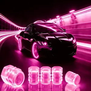 Luminous Tire Valve Stem Caps for Car, 20PCS Fluorescent Glow in The Dark Air Caps Cover，Universal Decoration Accessories for Car SUV Bicycle Motorcycles Trucks (Pink