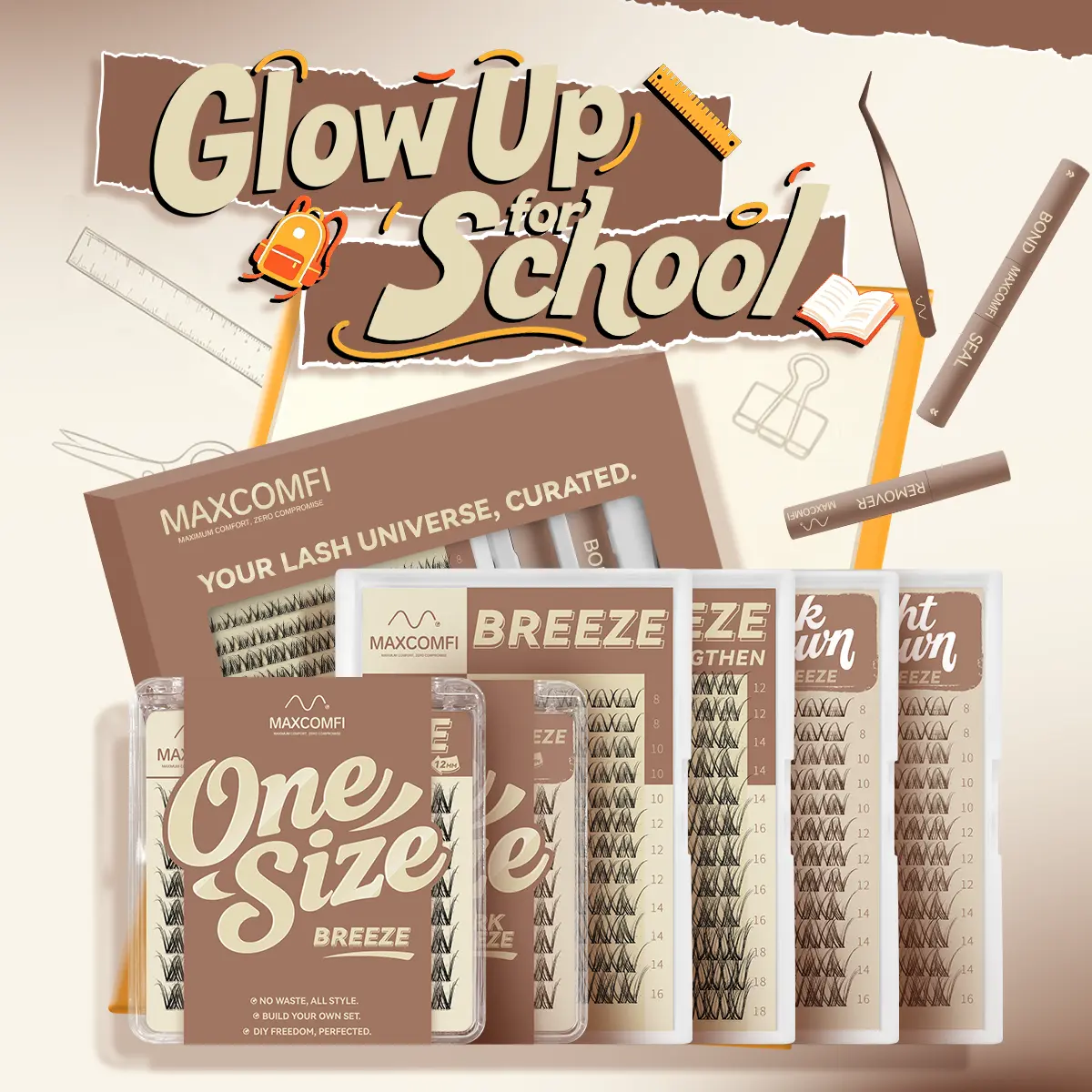 MaxComfi Lash Clusters Cosmetic Eyelashes - DD Curl, Super Soft Thin Band, Smudge-Proof Waterproof, DIY Eye Makeup Beauty Products for Beginners Glowup Voluminous Natural Look,back to school