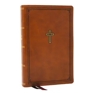 KJV Personal Size Large Print End-of-Verse Reference Bible, Brown Leathersoft, Red Letter, Comfort Print by Thomas Nelson [Leatherbound Book]