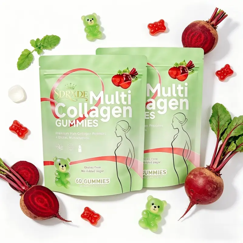 Marine Fish Collagen Peptide Gummies, Sugar-Free Clean Dietary Supplement with Collagen Boost, Biotin Support, Beetroot & Vitamins, 2-Pack (120 Count) for Hair & Nail Growth, Strong Joints