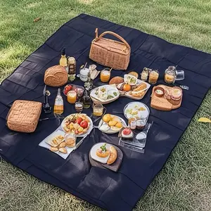 1 portable nylon picnic blanket with pockets, a compact, high-quality beach/camping mat suitable for all seasons, machine wash only, ideal for backpacking trips.