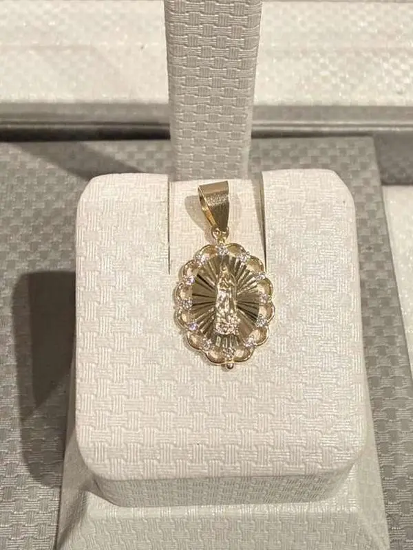Elegant 14K Gold Guadalupe Charm (0.95 Inch).