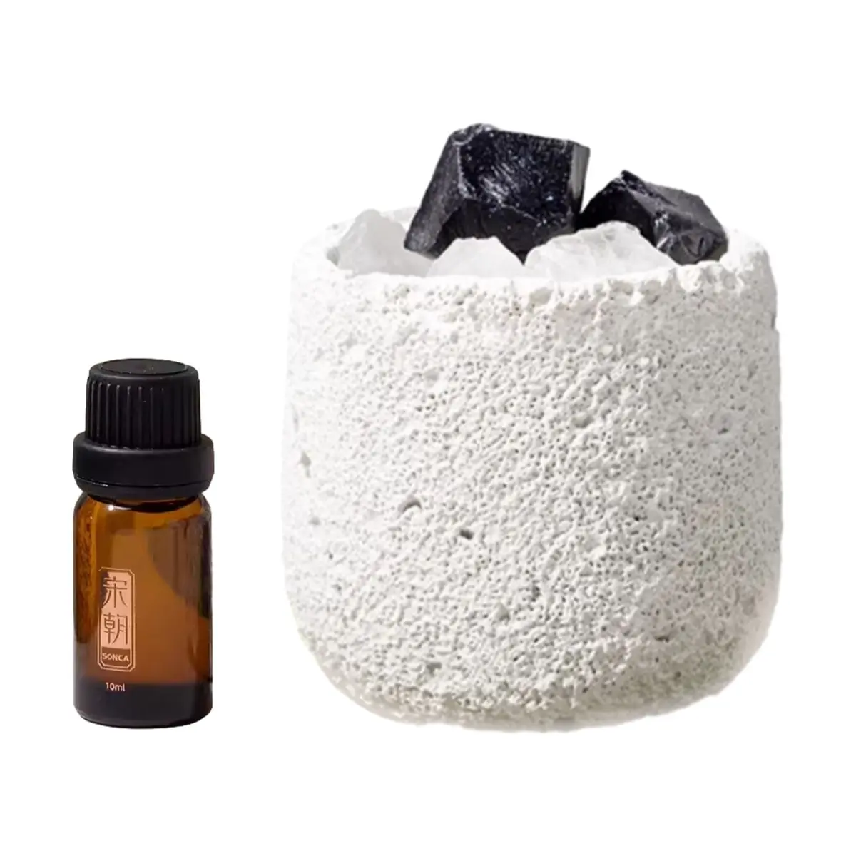 SONG CHAO Cold Mountain Series Aromatherapy Stone Set - Premium Home Fragrance Gift with Container, Crystal Stones, Spring Rain Green Tea Essential Oil Bottle, Scent Freshener, Aroma Enhancer & Anti-Stress Scented Oil Diffusers