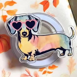Cute Dachshund with Heart Sunglasses MagSafe Phone Grip – Magnetic Pop Socket & Kickstand – Dog Lover Gift