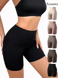 Women's Solid High Waisted Compression Shapewear Shorts, Basic Minimalist Tummy Control Butt Lift Seamless Shaper, Comfy Breathable Shapewear Bottoms for Women, Clothing