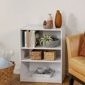 3-Shelf Bookcase with Adjustable Shelves, White