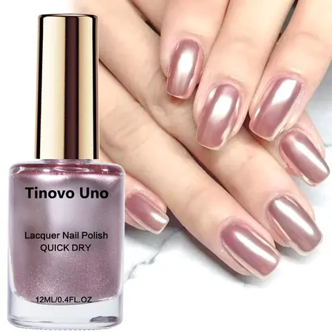 Tinovo Uno Rose Gold Metallic Finger Nail Polish, Quick Dry Formula Nail Art Polish, Salon-Style Manicure Nail Art for Women & Girls, Nail Care Nail Polish, Fingernail Polish