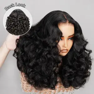 QTHAIR Bomb Funmi Bouncy Curly 5x5 Glueless Lace Front Human Hair Wig 250% Density Brazilian Super Double Drawn Hair Wear and Go Wig  Pre Plucked Pre Cut Lace Wigs