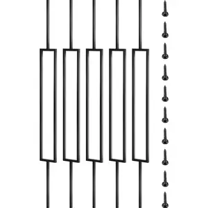 VEVOR Deck Balusters, 10 Pack Metal Deck Spindles, 44\"x0.5\" Staircase Baluster with Screws, Iron Deck Railing for Wood and Composite Deck, Stylish Black Baluster for Outdoor Stair Deck Porch
