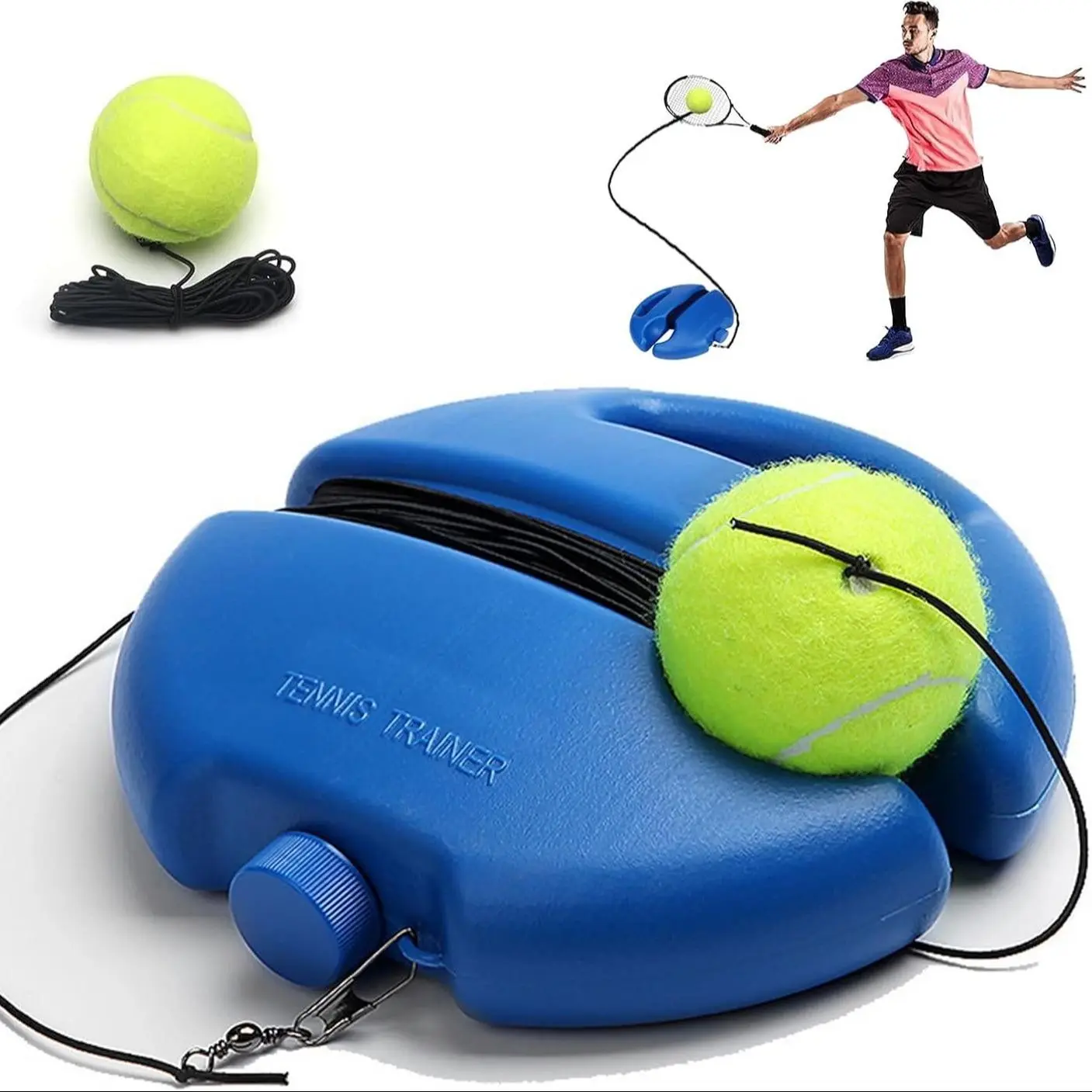 Tennis Trainer Rebound Ball with String, Portable Sport Tennis Practice Rebounder Equipment, Training Tools with Long Elastic Rope for Adults, Beginners
