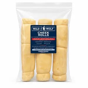 9-12” Chicken-Coated Collagen Cheek Rolls (3 Pack) 100% Natural and Extra-Thick - Single-ingredient - Long-lasting for Big Dogs and Aggressive  Chewers