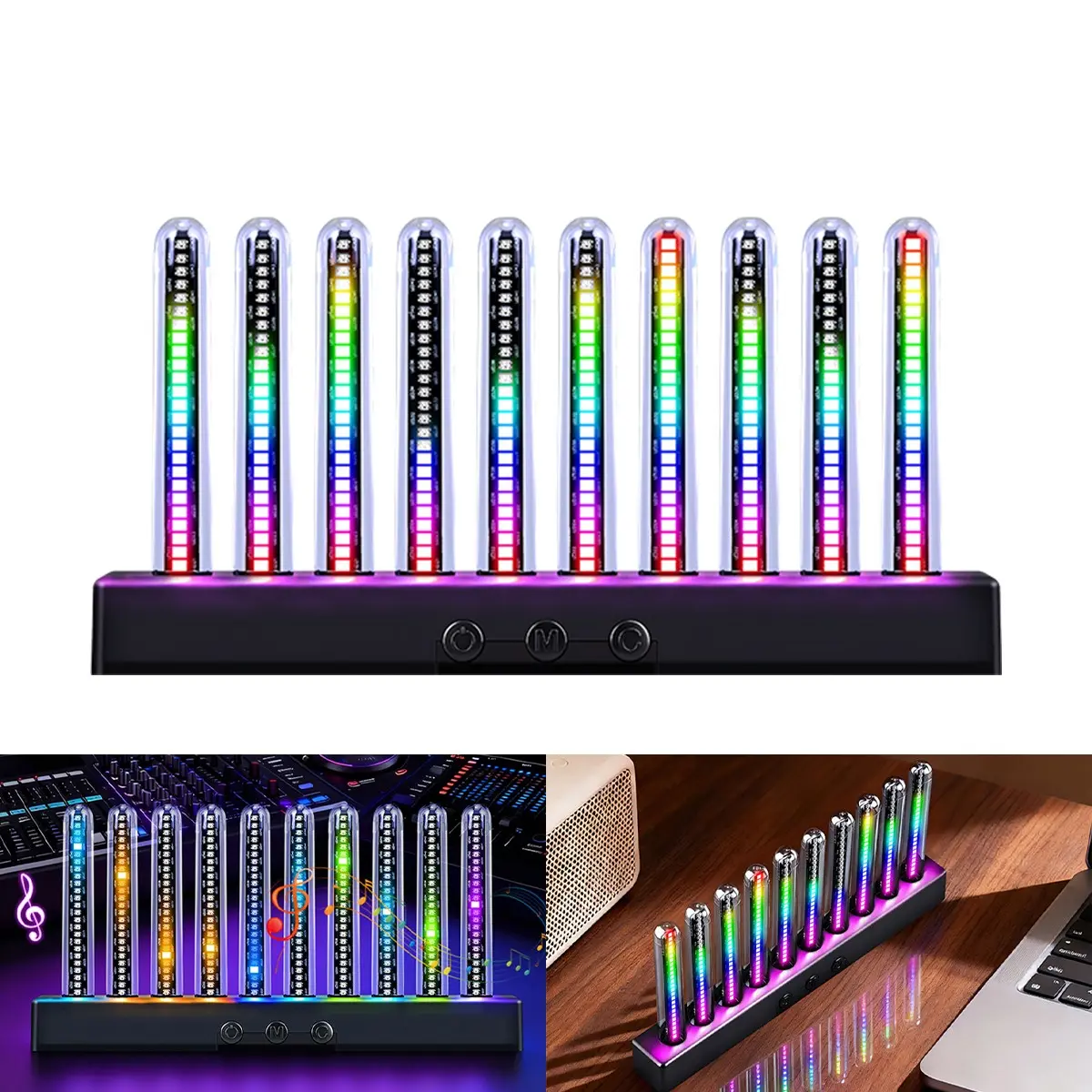 Rhythm atmosphere light, Decorative atmosphere light, colorful pickup light, voice controlled light effect, RGB full-color light type, LED neon lights - rechargeable 5V, available for car interior/home decoration/celebration/gift