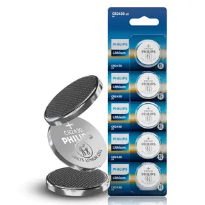 PHILIPS CR2430 3V Lithium Coin Battery (5-Pack) - CR2430 Battery for TPMS, Intelligent Door Lock, Key Remote Control, Medical Devices, Industrial Sensors