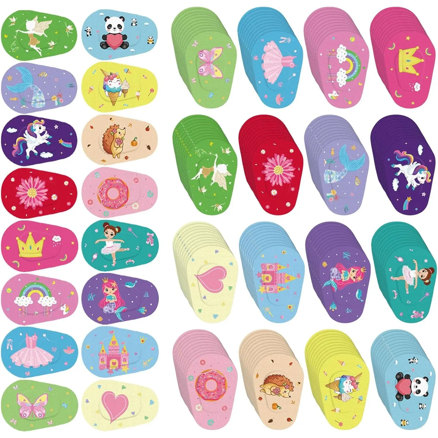 160 count Adhesive Eye Patches for  Girls 16 Styles  Eye Patches Bulk Latex Free Light Blocking Fun Cute Designs Cotton Adhesive  for   Girls Boys