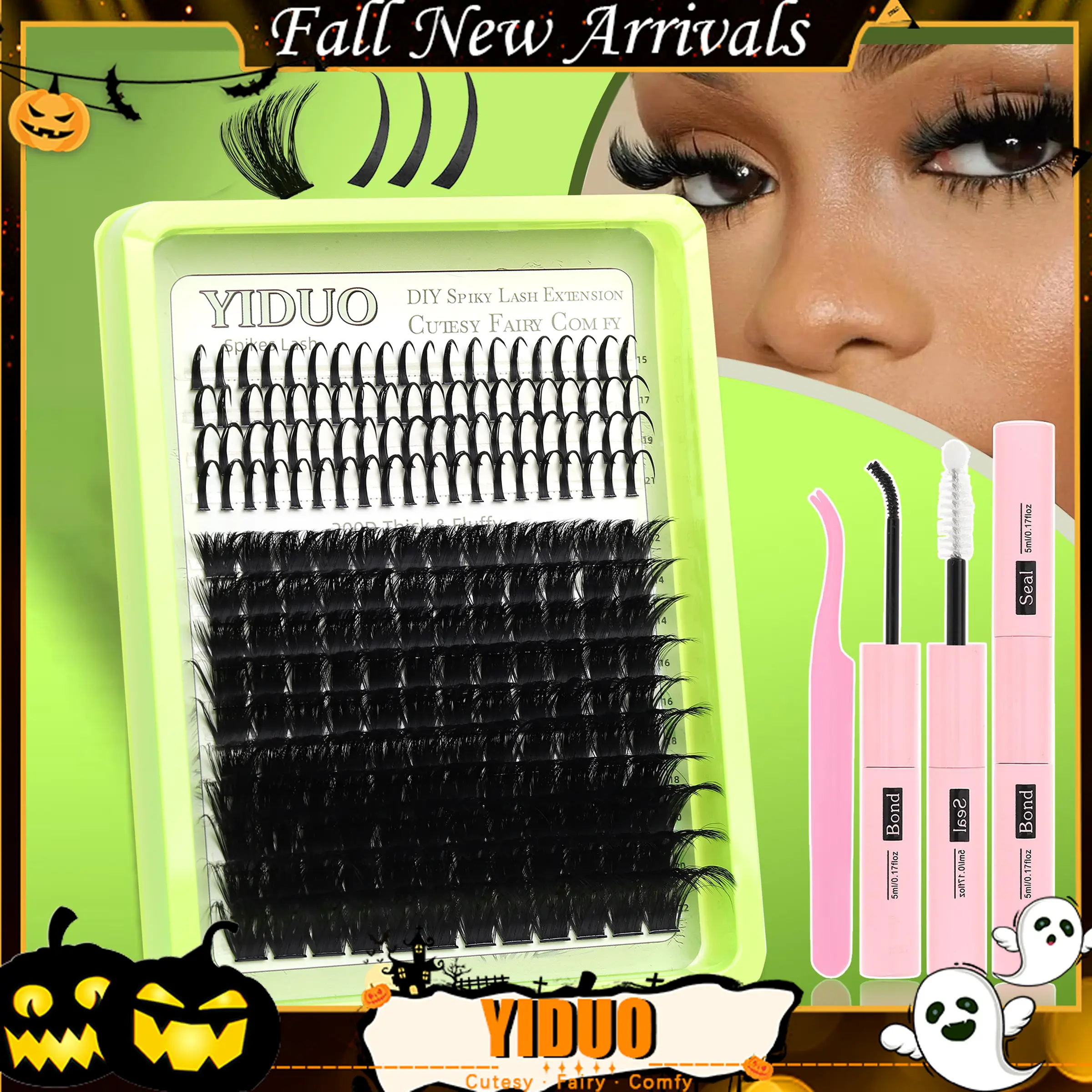 Curl Individual False Eyelashes with Tweezers Kit, DIY Self-Grafting Segmented Lashes, Makeup DIY Eyelash Extensions
