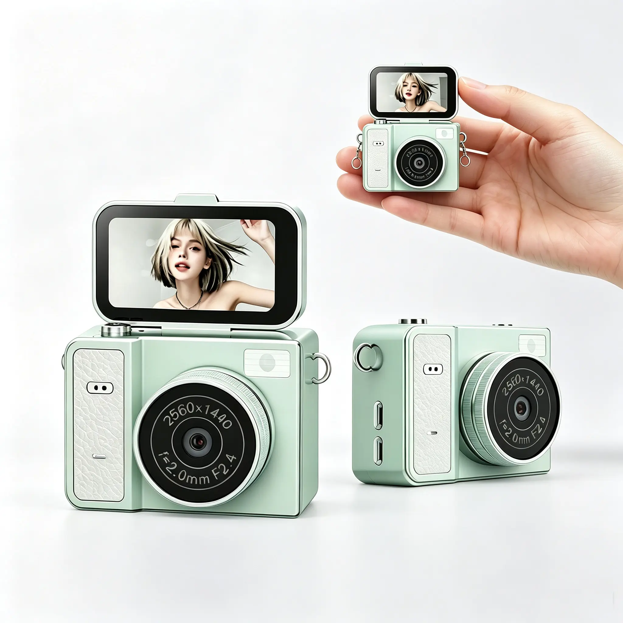 Mini Digital Vintage Camera 2K Camera, Pocket-Sized Retro Camera with 16GB Card Included, 1.47 Inch digital camera with flip screen, Compact Travel Vlog Camera for Teens Girls Boys, Best Gift for Beginners student Memory Green