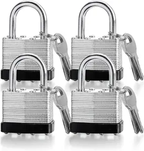 4 Pack Keyed Alike Padlocks - 40mm High  Heavy Duty With  for Gym, Warehouse - Outdoor Locks With Same Key
