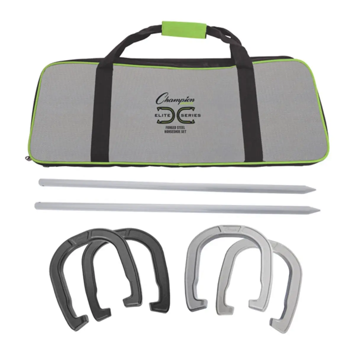 Champion Sports Elite Series Nylon-Wrapped Forged Steel Horseshoe Set, NHPA-Approved for Tournament Play, 18 lbs, 25 x 9 x 2 in., with Official Rules & Instructions Included