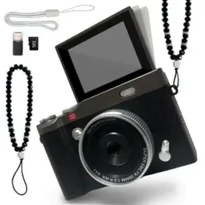 2026 New Model,Portable HD digital retro camera, 16x digital zoom, retro Vlog video recording, 2.4-inch 180 flip screen selfie camera, CCD flash, memory card not included, high-resolution camera, a must-have holiday gift