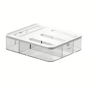 Durable plastic drawer storage box (with cutting tools) - multi-compartment storage design for kitchen utensils, clothing and home finishing, saving space in cabinets, drawers and shelves