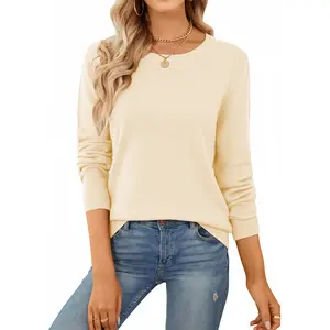 QUALFORT Women's Spring Crewneck Sweater Pullover Soft Knitted Sweaters