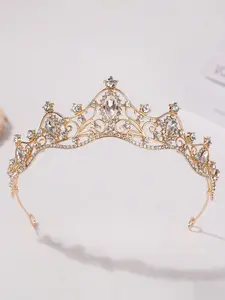 Women's Fashion Princess Crown Tiaras with Rhinestones, Birthday Party Royal Halloween Versatile Crown, Plain Design, Elegant Crown Design, Birthday Crowns