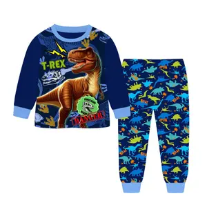 Kids & Toddler Boys Dinosaur Pajamas 2 Piece Pjs Set Cartoon Sleepwear Long Sleeve Tee and Pants Chirldren Clothes Loungewear Birthday Gift