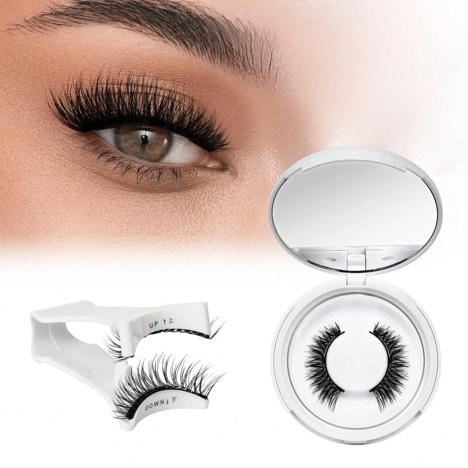 CC Curl Magnetic False Eyelashes Set with Professional Lash Clip, Reusable No Glue, Natural Cartoon Style, Perfect for Daily Wear, Cosmetic Makeup, Fake Eyelashes