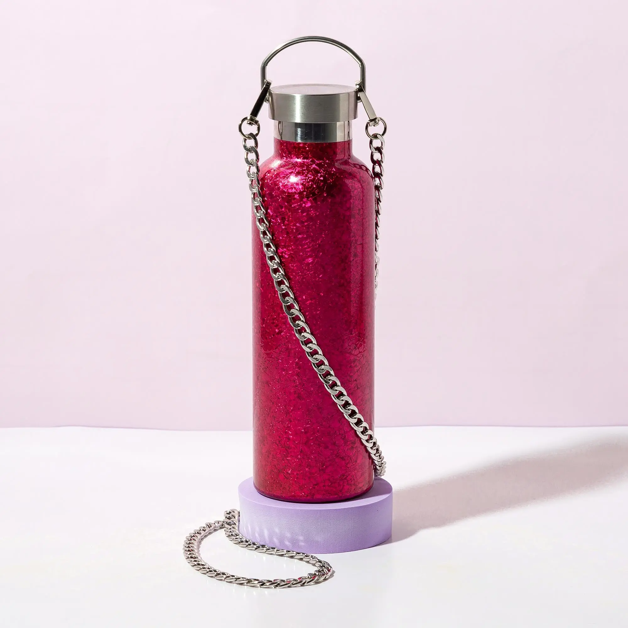 Paris Hilton Stylish Rhinestone Reusable 25 oz Stainless Steel Water Bottle - Portable Bottled Drinkware with Lid and Removable Carry Strap