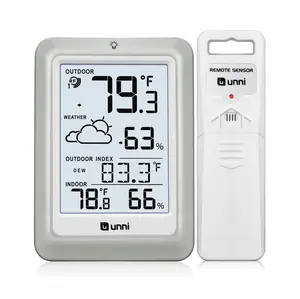 Indoor Outdoor Thermometer Hygrometer Wireless Weather Station, Temperature Humidity Monitor Battery Powered Inside Outside Thermometers with 330ft Range Remote Sensor and Backlight Display