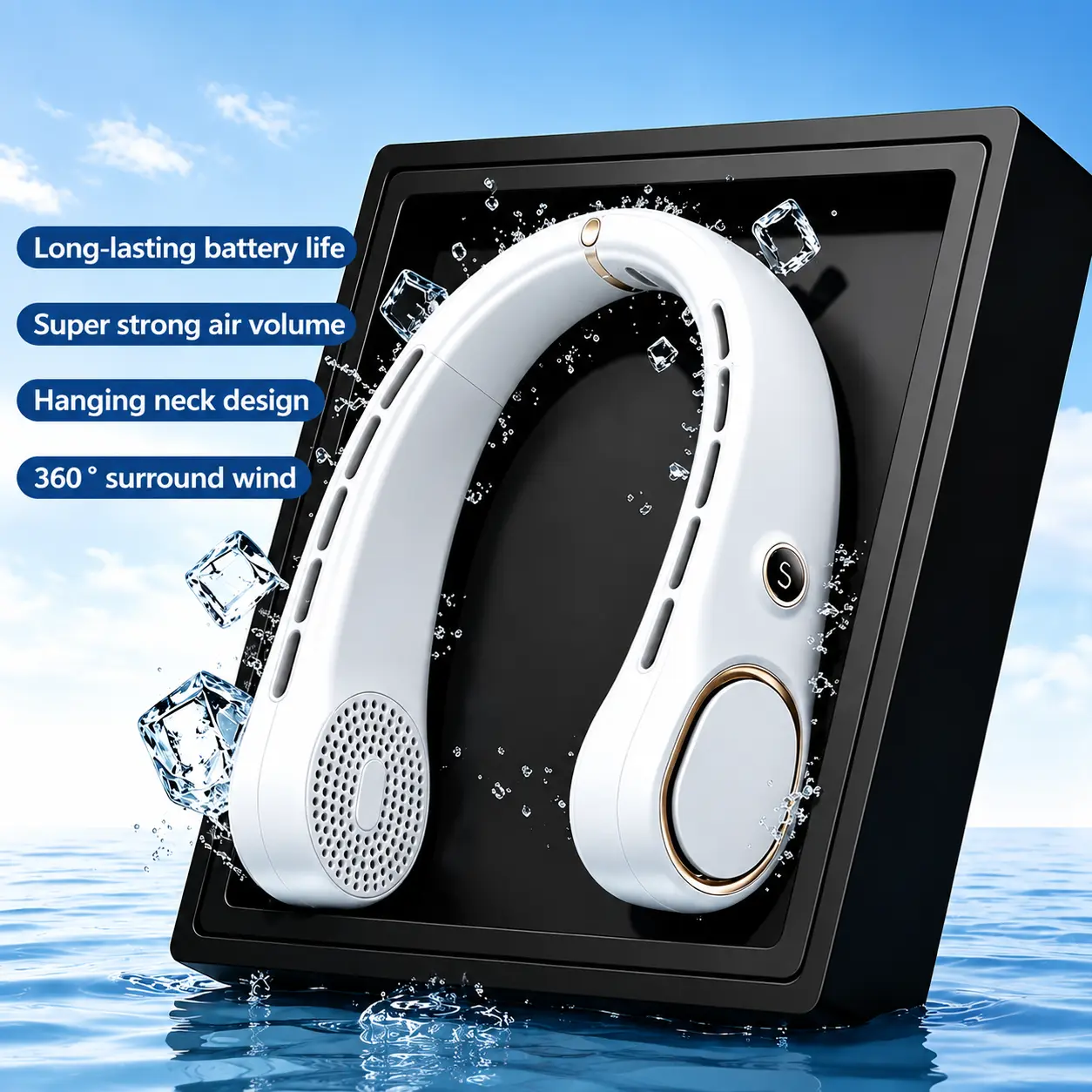 Personal Wearable Neck Fan, Portable Bladeless Air Cooler, 5-Speed Adjustable Fan, 3000mAh Long-Lasting Rechargeable Battery, Suitable For Indoor And Office Use, An Ideal Gift For Both Men And Women