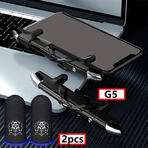 Christmas Gift Set, G5 Phone Game Controller Trigger + Carbon Fiber Finger Gloves, Winter Warm Gaming Accessories for All Shooting Games, Mobile Game Trigger