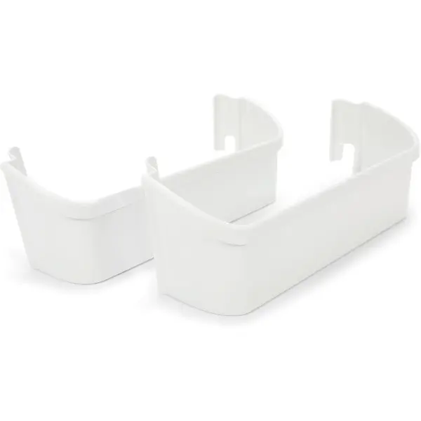 HECASA Refrigerator Door Shelf Lower Bin Replacement Parts (2PCS, White, Durable) Compatible with Frigidaire, Kenmore Refrigerators, Replaces 240363701, PS430206, AP2116105, 891286, 240363707, Fridge Storage Organizer