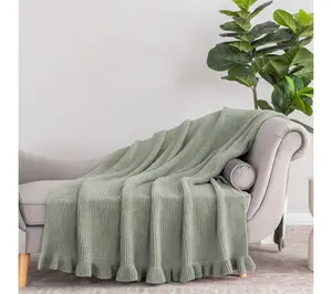Berkshire 60x80 Oversized Hartford Knit Throw with Ruffle Berkshire 60x80 Oversized Hartford Knit Throw with Ruffle