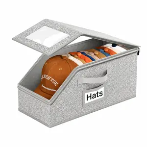 【Father's Day Gift】Stackable Baseball Cap Storage Box, Holds Up to 24 Hats – Durable Foldable Cardboard Organizer, Large Capacity Hat & Toy Storage Solution, Versatile Home & Bedroom Organizer, Dustproof, Space Saving